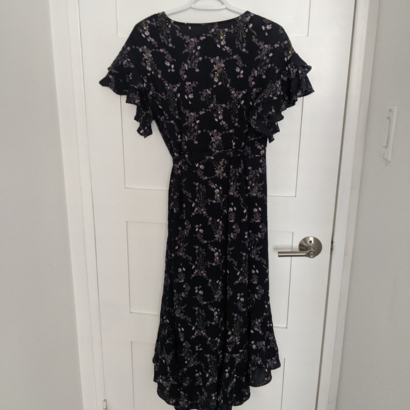 MAX STUDIO Ruffle Crepe High/Low Wrap Midi Dress - Picture 8 of 10